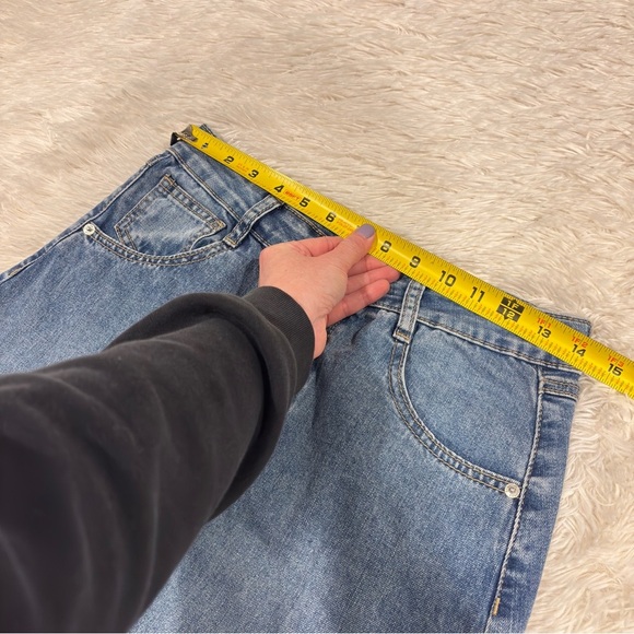 Rewash front Slit Maxi raw hem denim Skirt Vintage Reunion Size 27 - Picture 8 of 11